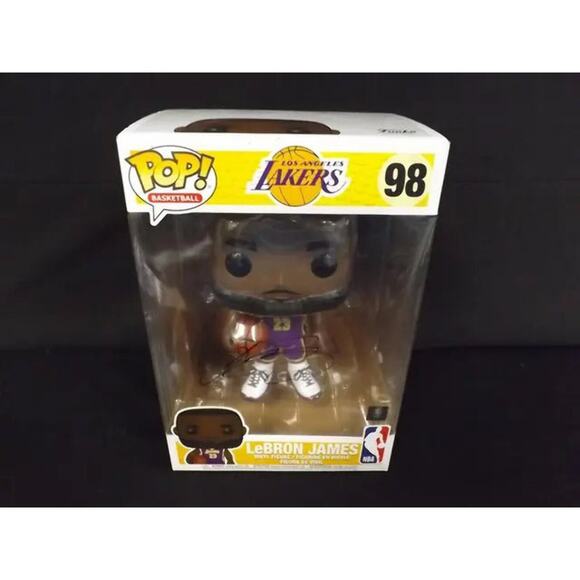LEBRON JAMES SIGNED JUMBO LAKERS FUNKO 98 COA - Picture 1 of 4